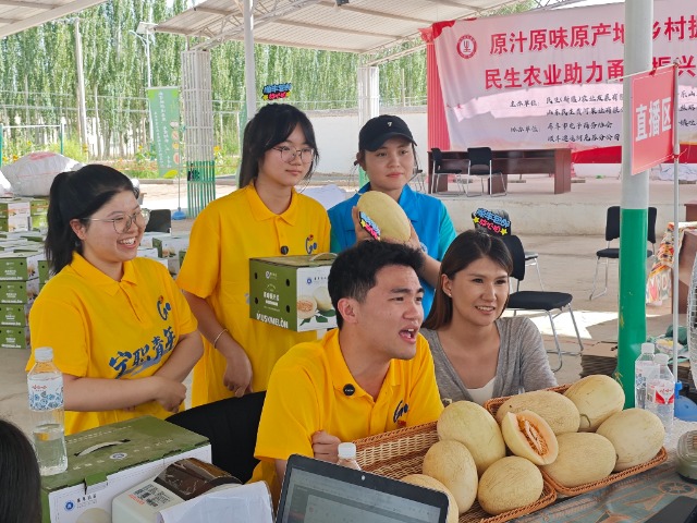寧波職業(yè)技術大學“石榴結籽·同音同心”暑期社會實踐團隊參與電商助農(nóng)活動 學校供圖.jpg